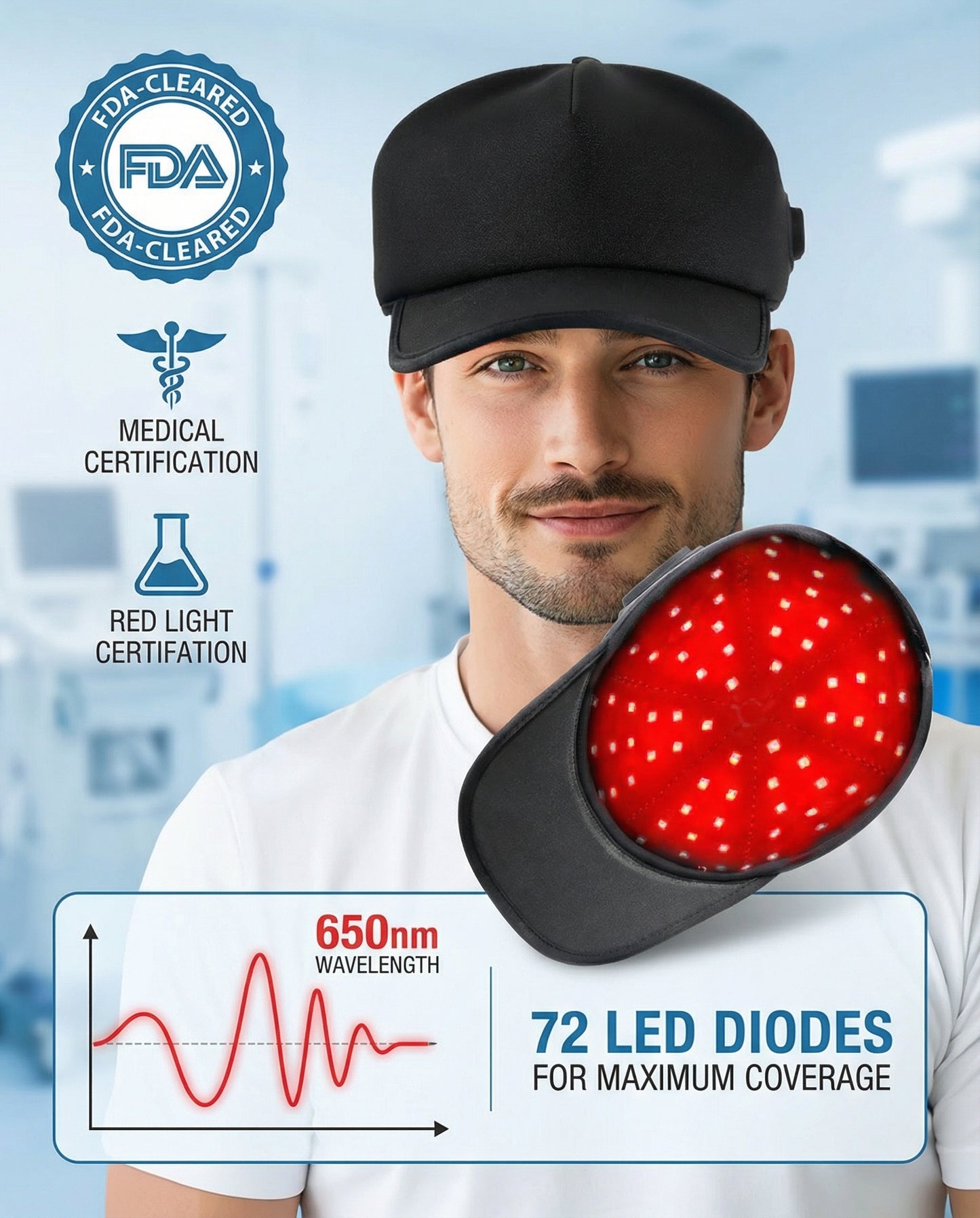 OneHealth Chemo-Care Red Light Therapy Cap